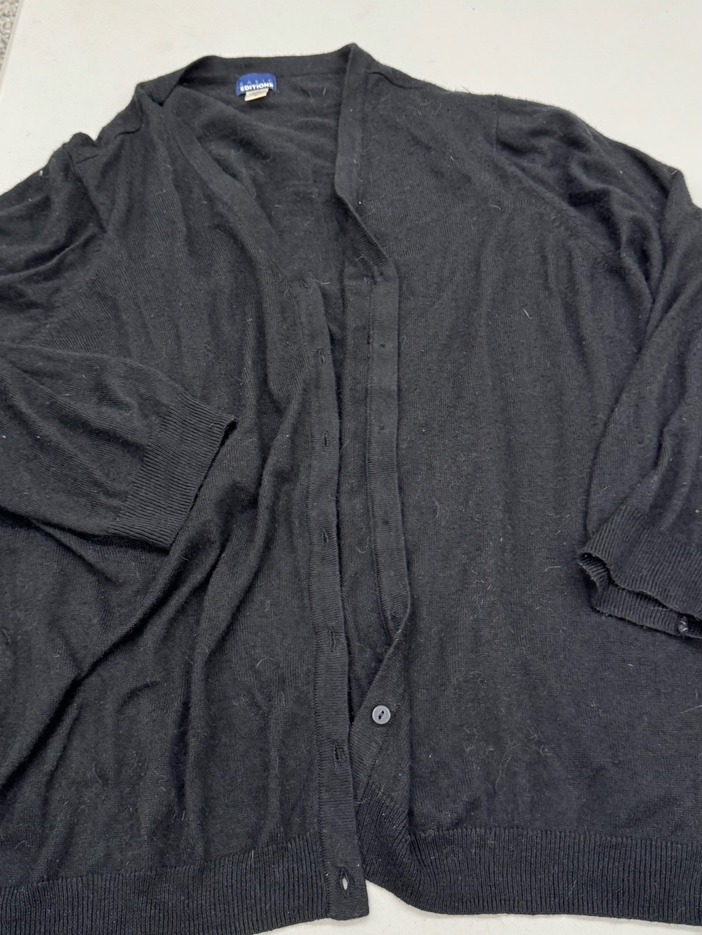 Basic Editions Women’s Plus Size Black Open-Front Women's Cardigan Sweater 3x